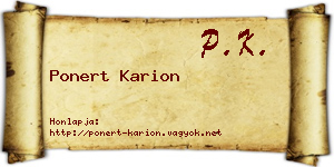 Ponert Karion névjegykártya